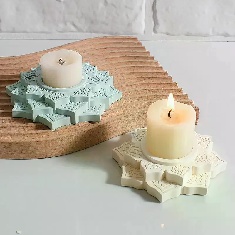 Concrete Candle Jar Silicone Mould Round Lotus Candle Holder Plaster Mold DIY Handmade Epoxy Resin Candlestick Mould Tool