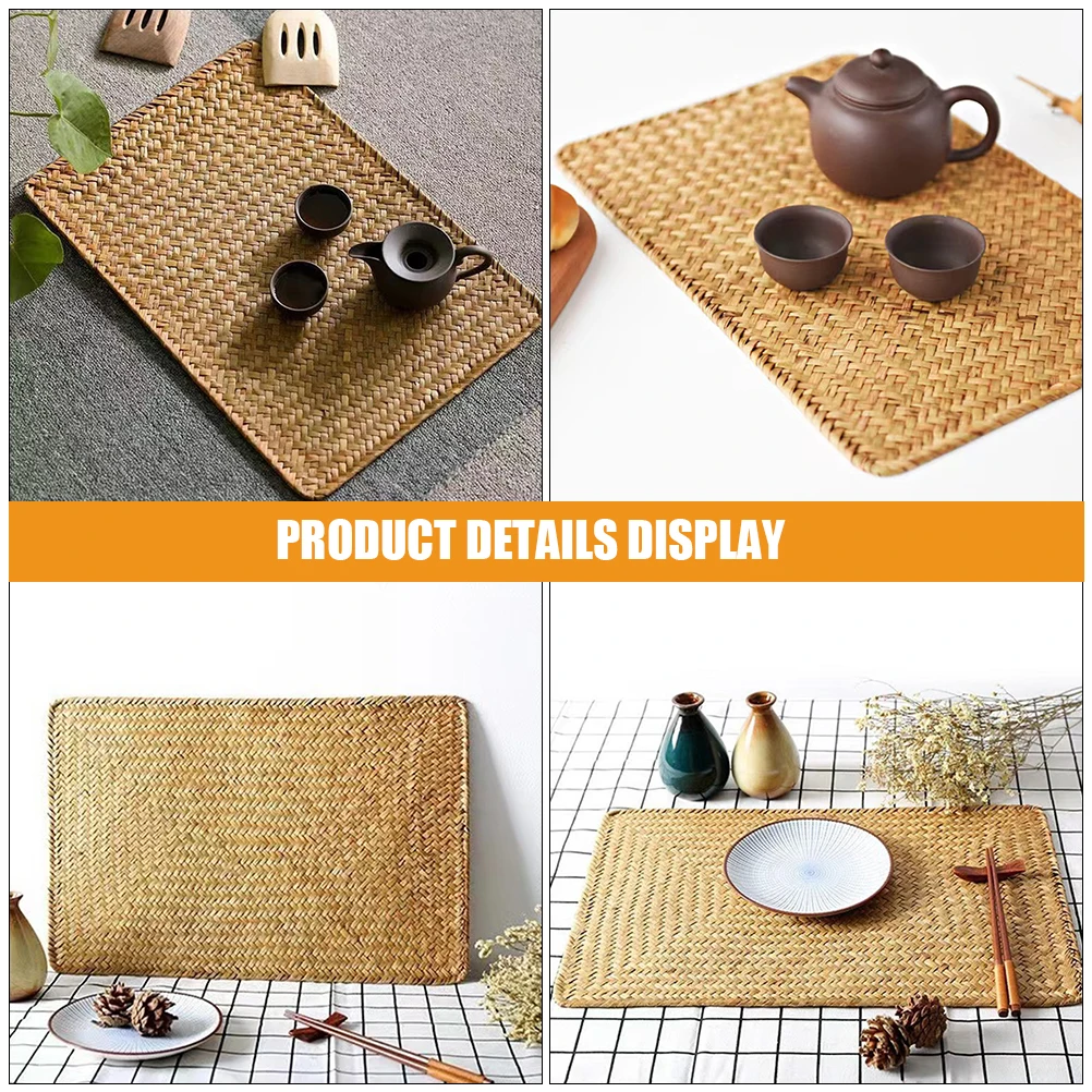 

Woven Placemat Rectangular Table For Dining Table Rustic Farmhouse Place Mat Anti-Slip Cutlery Pad Decorative Tableware Cushion