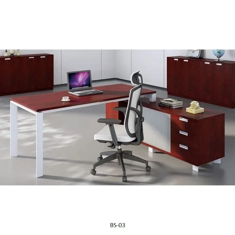 

Modern wooden L shape home office boss ceo manager executive furniture corner counter computer table desk