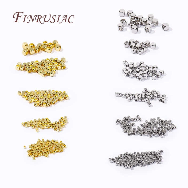 2-6mm Square Beads 18K Real Gold Plated Spacer Beads Separator For Bracelets Accessories DIY Jewelry Making Supplies