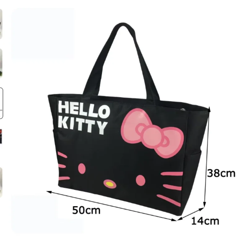 Sanrio Hello Kitty Fashion Canvas Portable Waterproof Travel Bag Large Capacity Folding Shopping Bag One Shoulder Mommy Bag