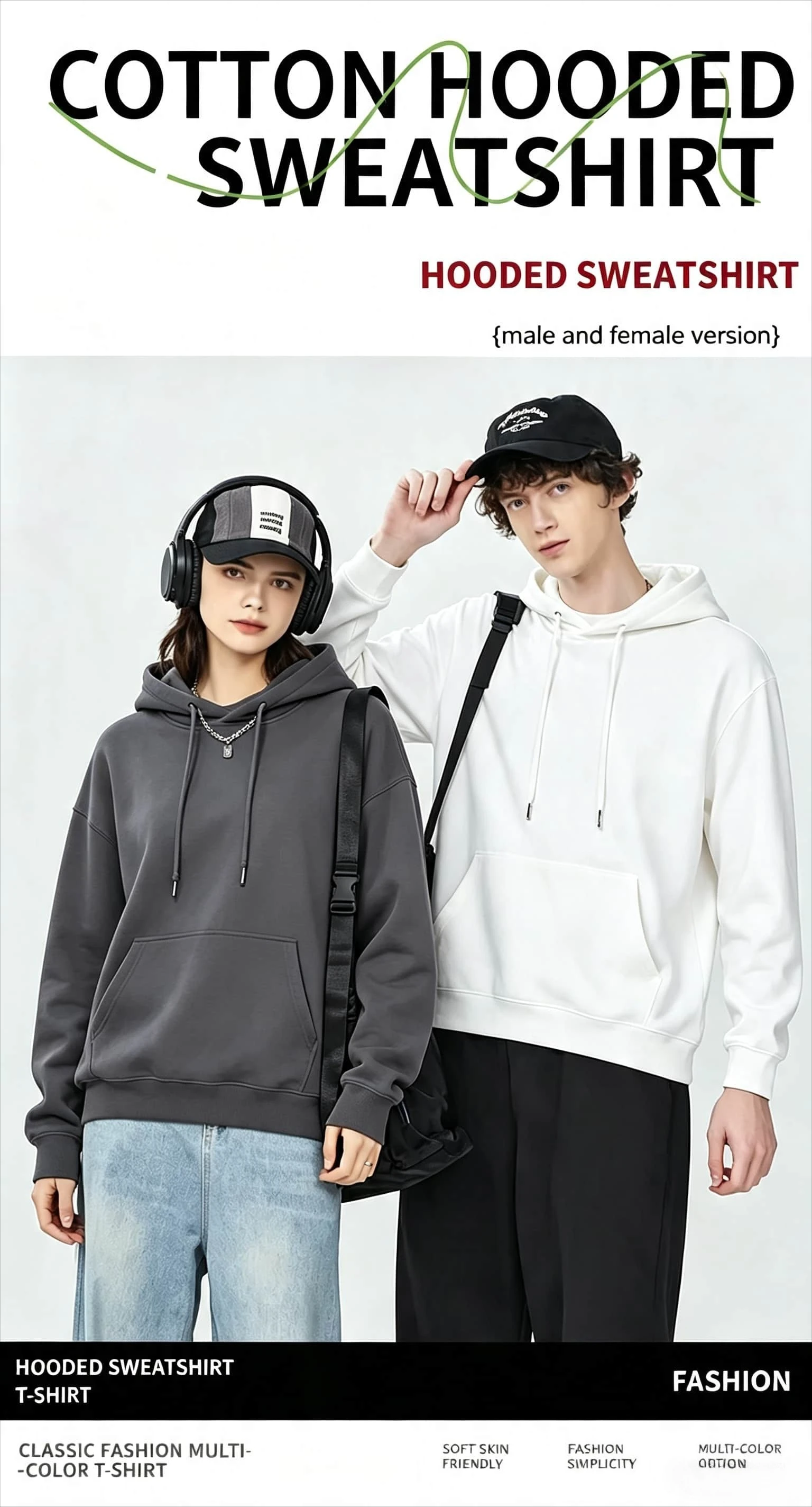 Kapuzenpullover mit Cartoon-Katzenmuster für Herren, geeignet für Frühling, Herbst und Winter, lässiger Kapuzenpullover in großer Größe, Streetwear für Paare. – Detail 2