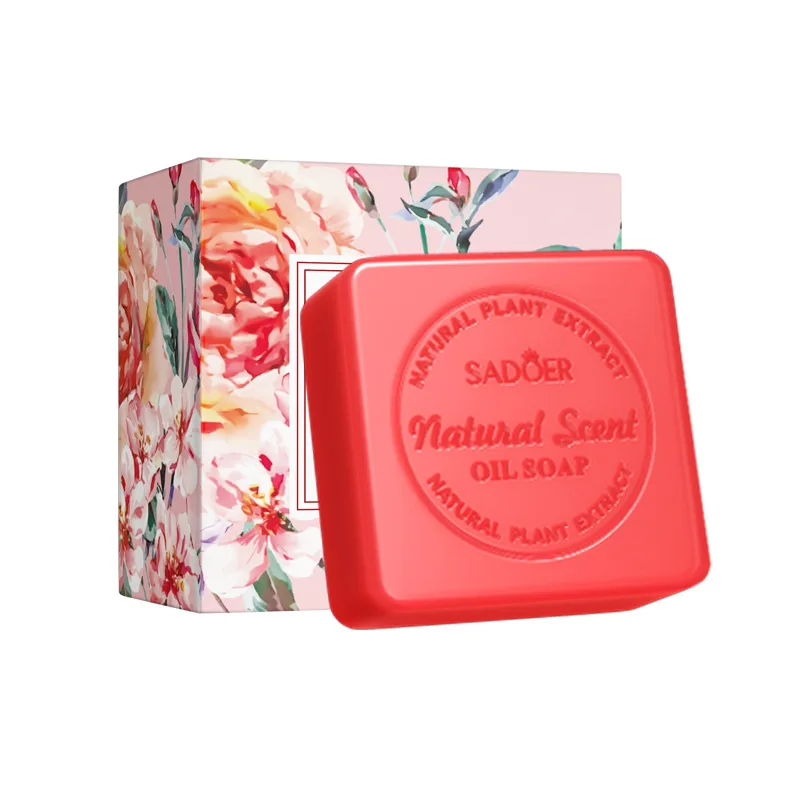 1Pcs Rose Essential Oil Soap Deep Body Cleaning Even Skin Tone Skin Lightening Soap Handmade Control Moisturizing Skin Care