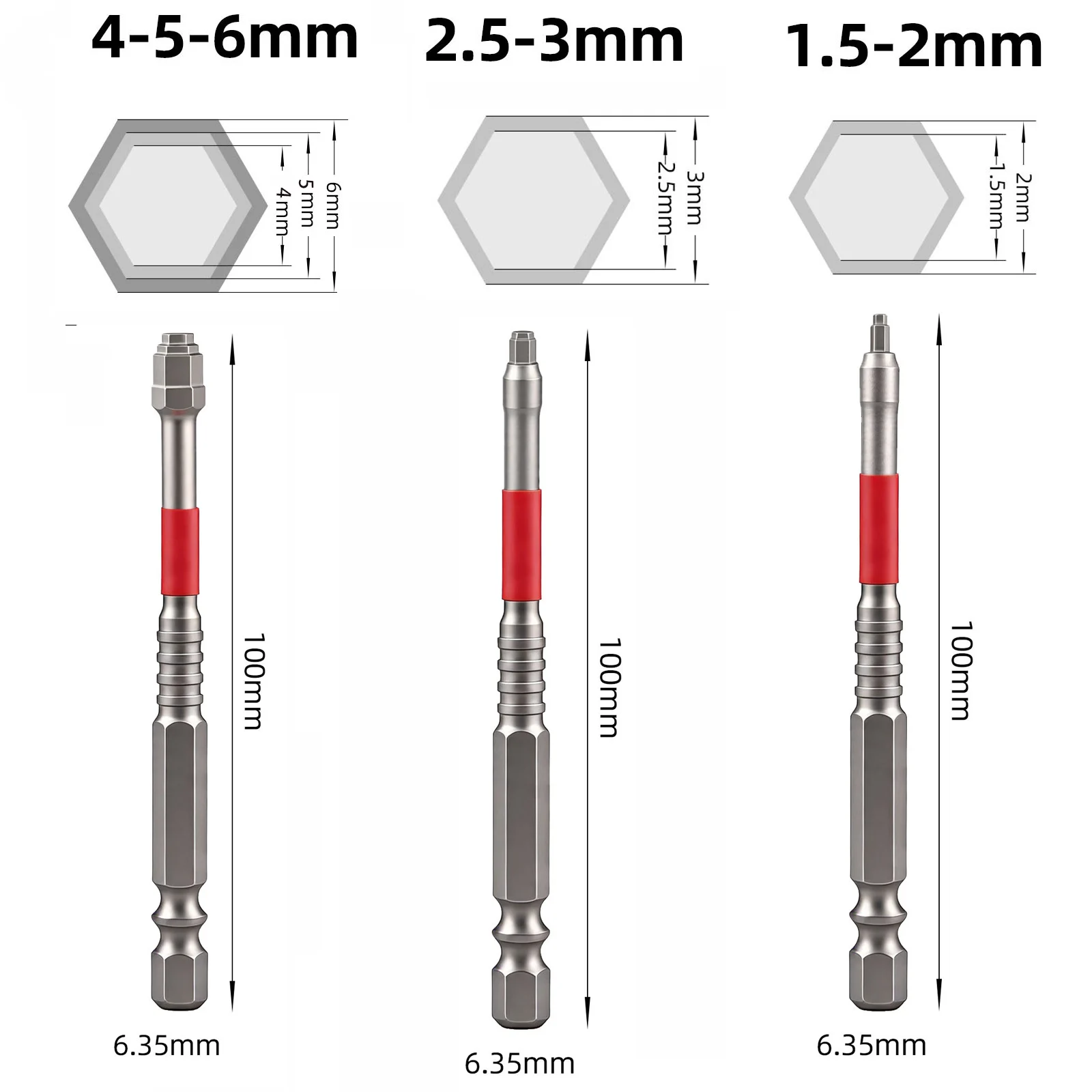 1/3 Pieces Multifunctional Alloy Steel Screwdriver Bits 1.5mm To 6mm Sizes Hex Shank For Electric And Manual Drivers