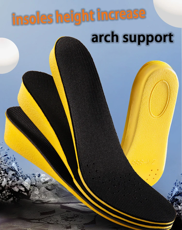 1,5-3,5 cm höhenverstellbare Einlegesohlen für Herren und Damen, atmungsaktive Sporteinlagen, bequeme, stoßdämpfende Einlegesohlen, 2 Stück/4 Stück – Detail 1