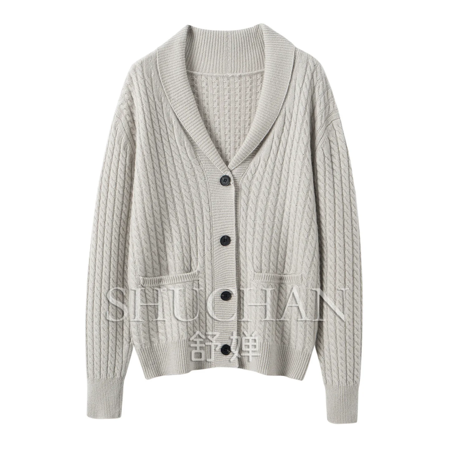 450g Knitted Cardigan Women's Winter New Loose and Thin Twist Foreign Style Long-sleeved Jacket Lazy Style