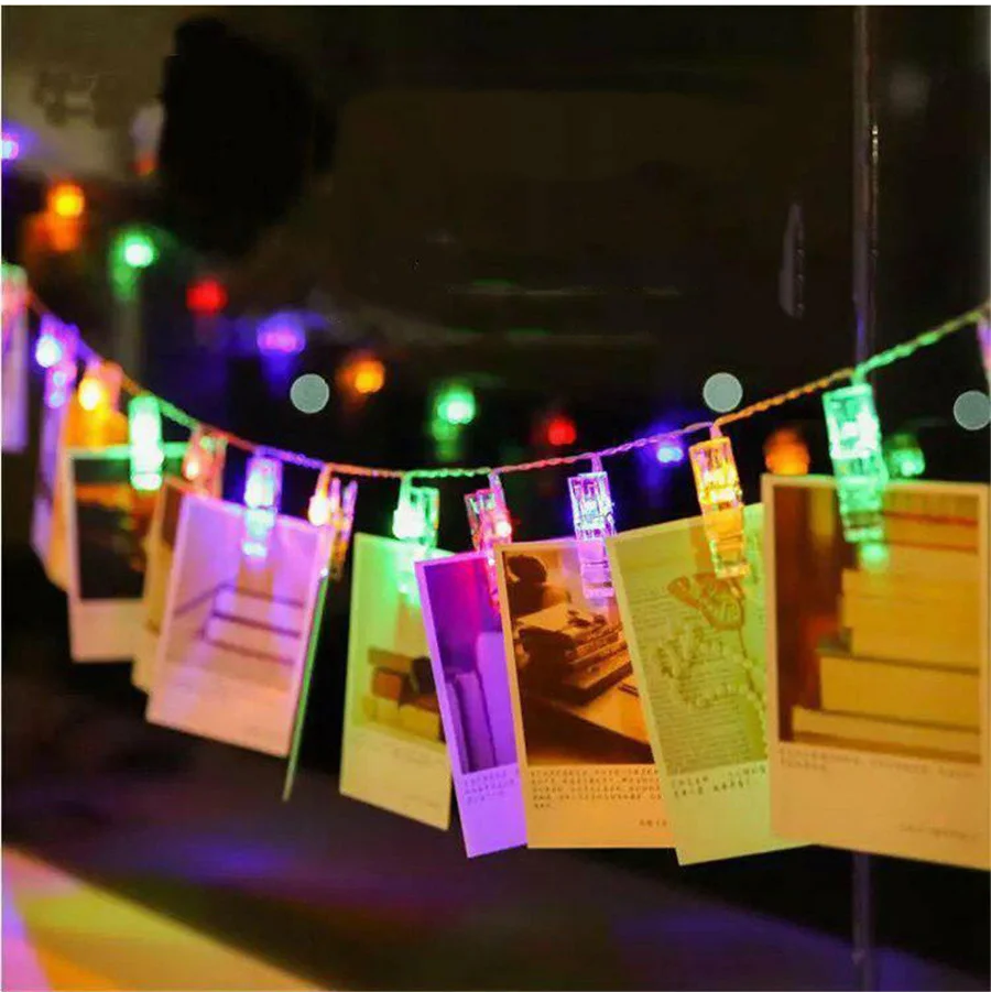 Creativo 10/20/40led Photo Clip Holder String Lights ghirlande per la festa di nozze decorazioni natalizie batteria/USB Fairy Garden Lamps