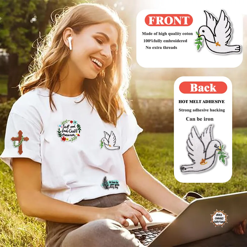 Jesus Christ Series Embroidery Iron on Patches God Portrait Thermal Transfers Crucifix Emblem Encouraging Gospel Cloth Appliques