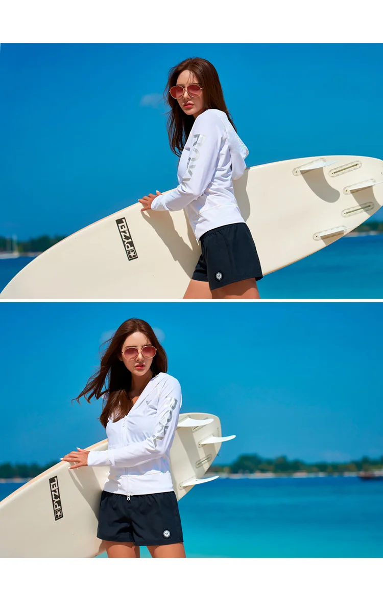 New Women Surf Rash Guard Surfing Diving Swimwear Tight Long Sleeve T Shirt Floatsuit Skins Top UV Protection Swimming RashGuard