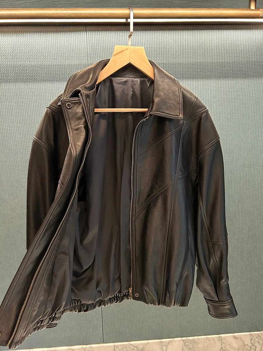 レディース シアリングカラー レザー ジャケット