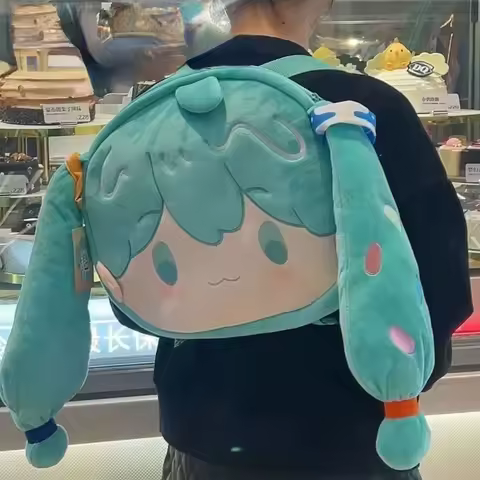 Cute Hatsune Miku casual versatile sweet creative funny anime picture embroidery lightweight portable large capacity backpack