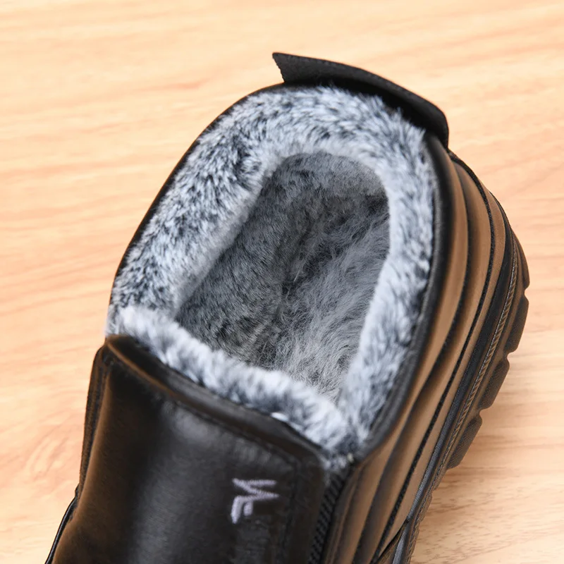 Herren-Winterstiefeletten mit Fleece-Futter, seitlichem Reißverschluss, rutschfester Sohle und Kunstlederobermaterial, warme und bequeme Alltagsschuhe für ältere Herren. – Detail 14