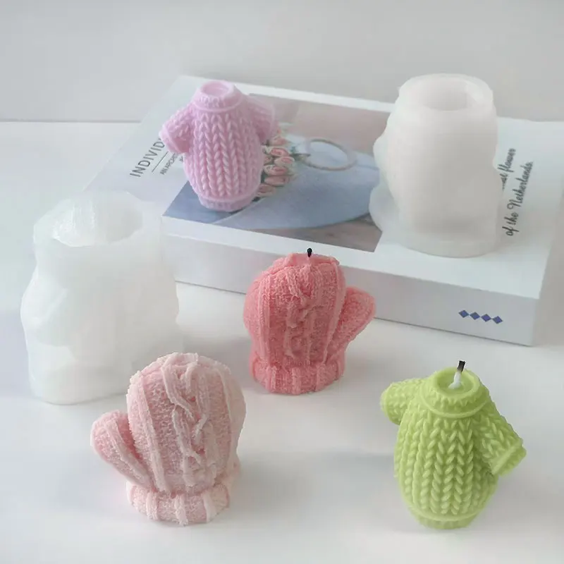 3D 모직 장갑 스웨터 실리콘 금형 DIY 크리스마스 아로마 촛불 석고 수지 금형 수제 비누 촛불 만들기 용품