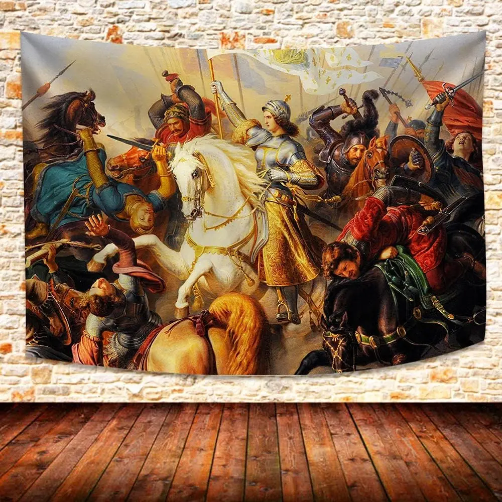 Majestic Medieval Battle Tapestry Wall Hanging Renaissance Knights Art Decor Epic Warrior Scene Home Decor Fantasy Canvas Print