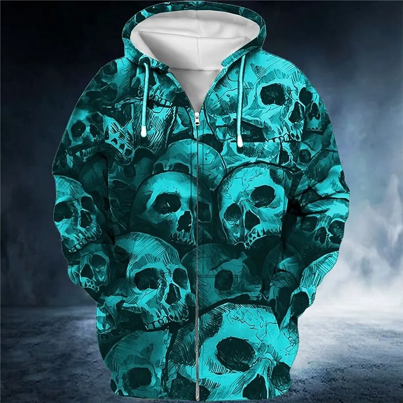 Men's Skull Graphic Prints Hoodie Hoodies Sweatshirt Streetwear Designer Long Sleeve Hooded Sports & Outdoor Daily Sports Red Bl