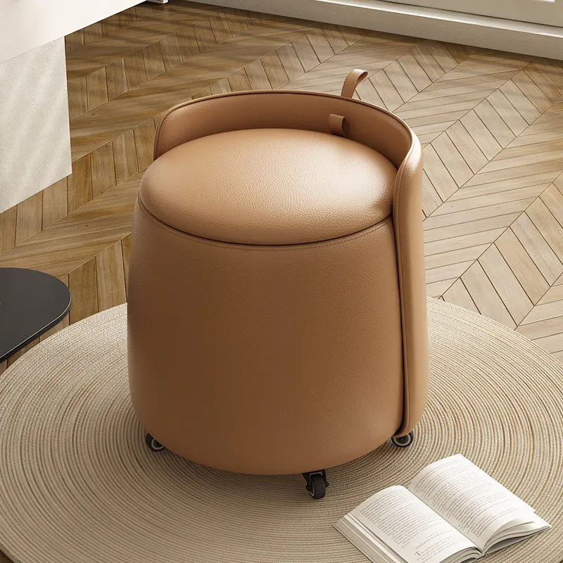 Orange Beige Makeup Vanity Chair Wheels Nordic Narrow Round Makeup Vanity Chair Comfy Designer Silla Tocador Bedroom Furniture
