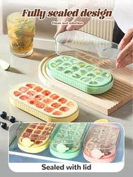 Ice grid ice cube mold, food grade homemade ice cube artifact with lid, ice making box, sealed ice storage box