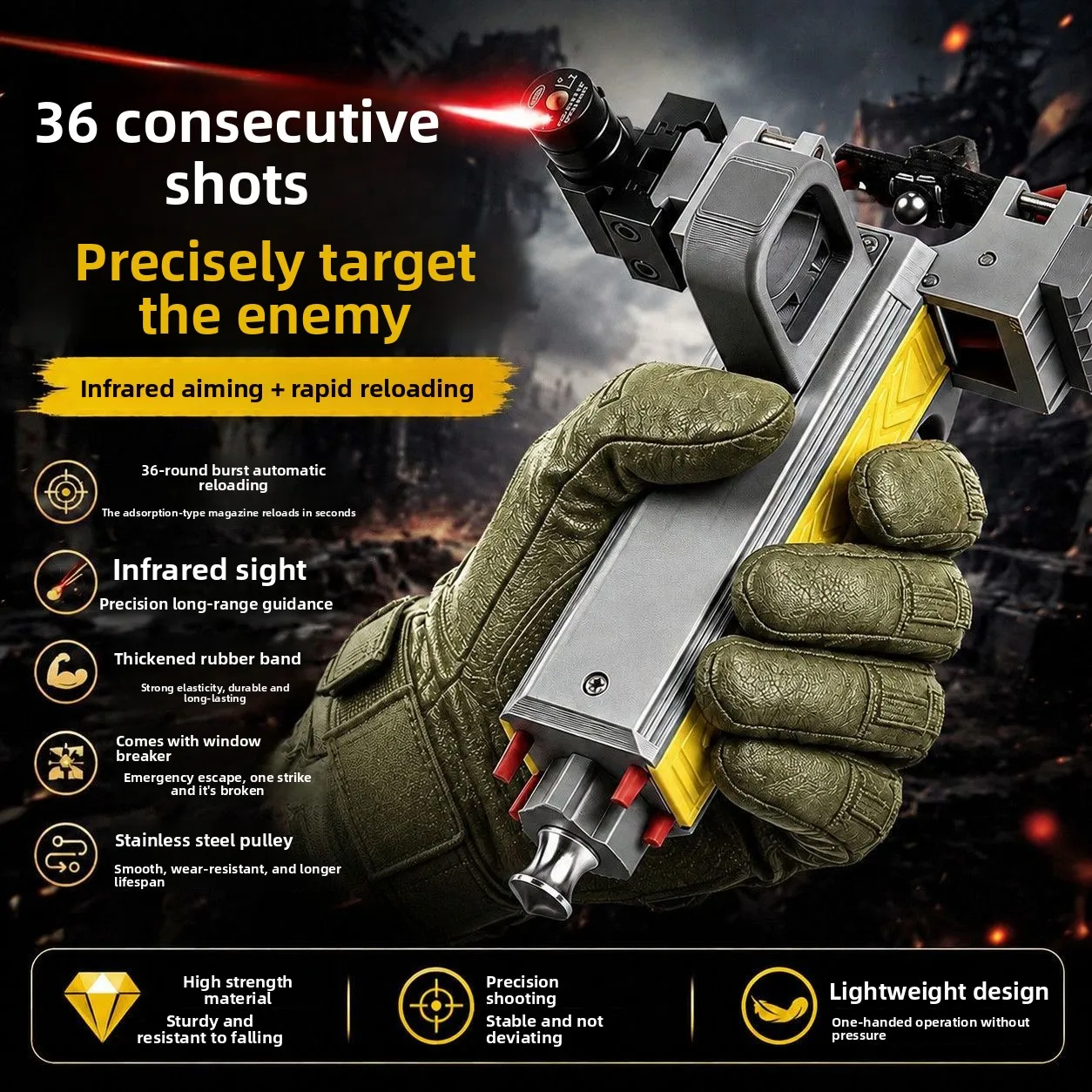36 Round Automatic Load Slingshot PLASTIC EDC Outdoor Shooting Competition Specific Power Precision Magnetic Suction Transport