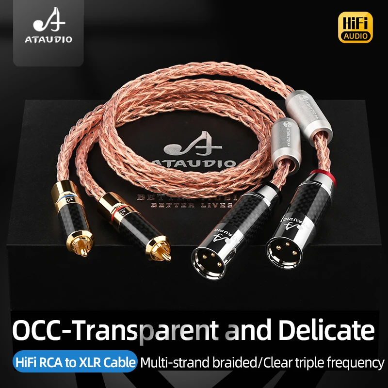 HiFi RCA to XLR Cable OCC Core 2RCA to 2XLR Male to Male/Female Carbon Fibre Gold Plated Plug for Microphone Mixer Amplifier