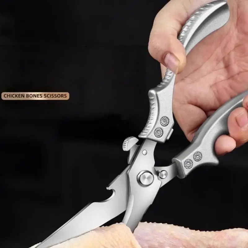 1Pcs Stainless Steel Household Food Scissors Kitchen Chicken Bone Scissors Cut Fish Chicken Duck Poultry Cutter Knife