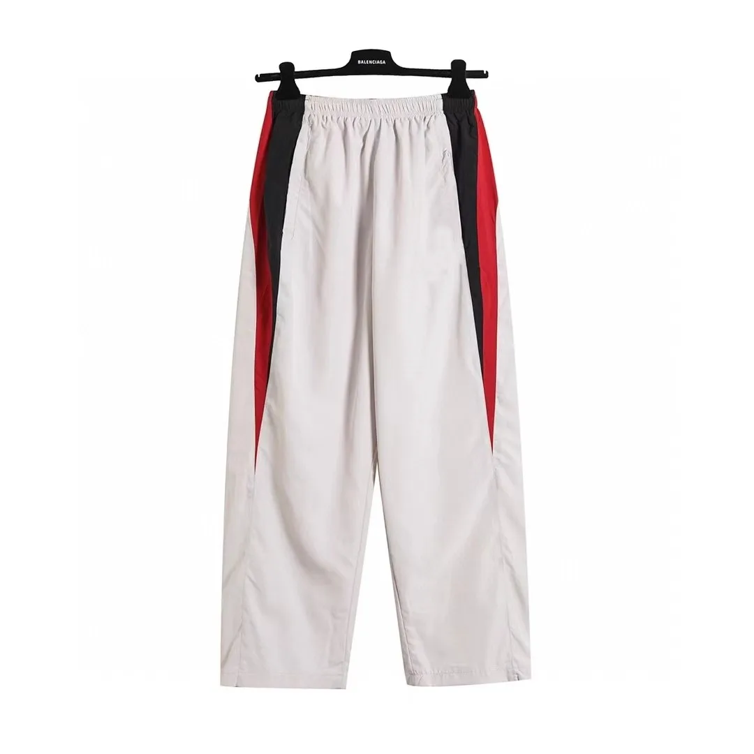 

Original and Independent Cleanfit Red and White Color Blocked Letter Sports Casual Pants for Men and Women