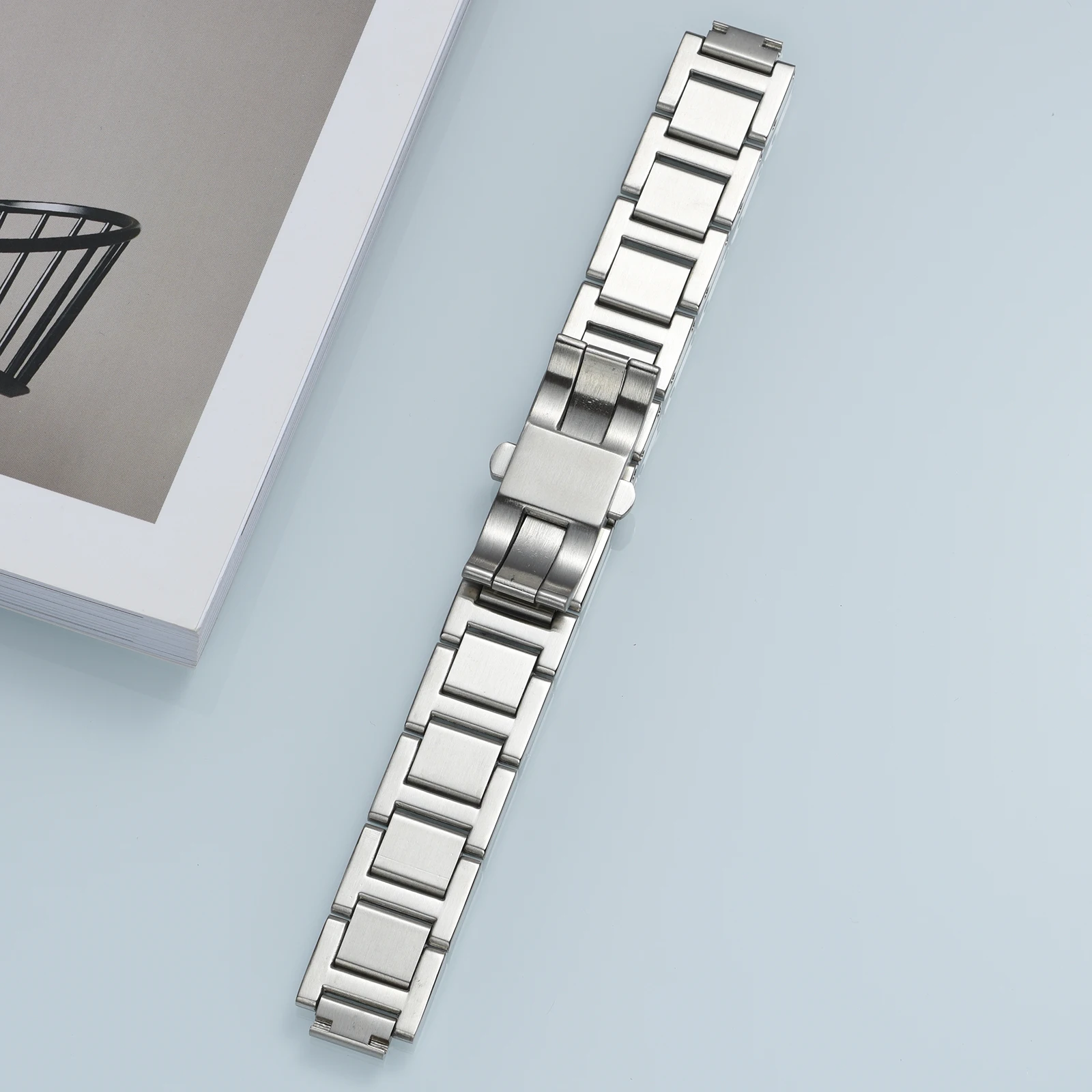 16-8 مللي متر 18-11 مللي متر 20-12 مللي متر سوار ساعة من الفولاذ المقاوم للصدأ متوافق مع كارتييه بالون بلو ، سوار معدني بديل ذو نهاية منحنية #5