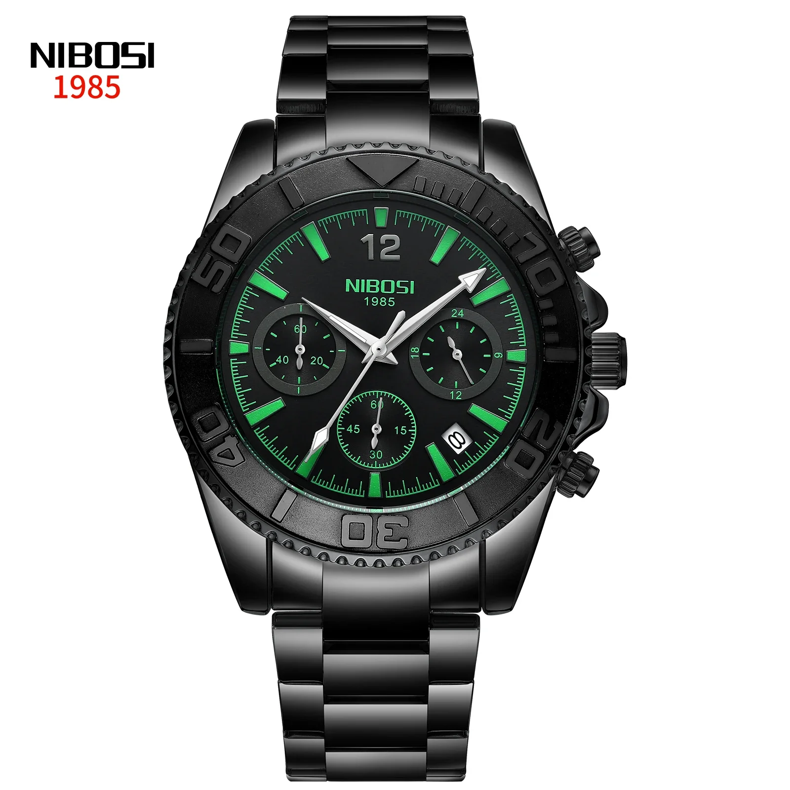 

NIBOSI 10pcs Men Quartz Watches Gold Stainless Steel Watch Luminous Man's Gift Watch Calender Large Multi Dial Business Watches