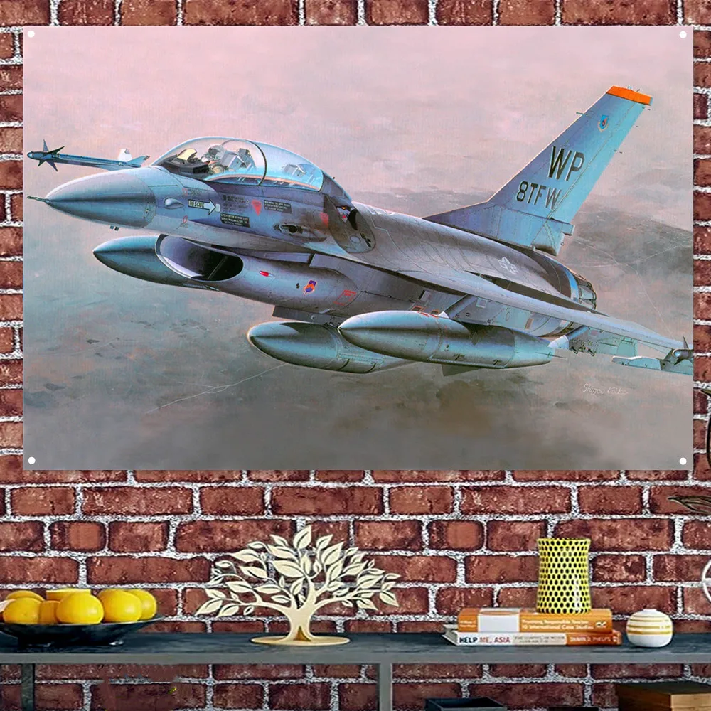 F-16A Fighting Falcon Flag Hanging Banners U.S. Air Force Aviation Military Art Poster Wall Art Tapestry Home Decor Painting