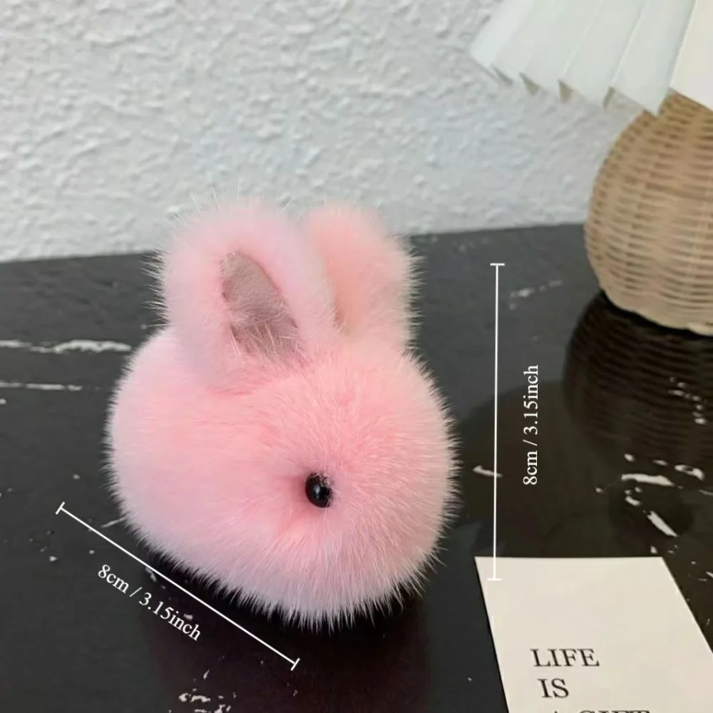 Cute Portable Rabbit Bag Pendant Multipurpose Mini Bunny Fur Hairball Easy to Use Bunny Keychain Car