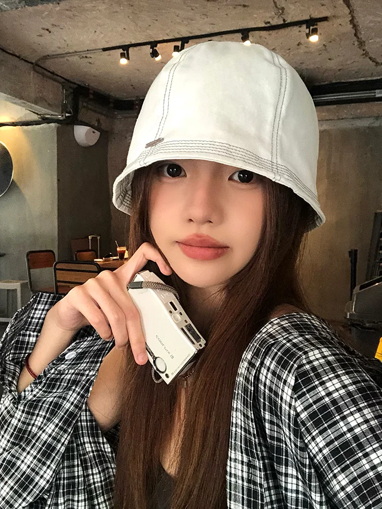 Retro Japanese Denim Fisherman Hat Women's Summer New Sun Protection Bucket Hat Large Head Circumference Casual Style