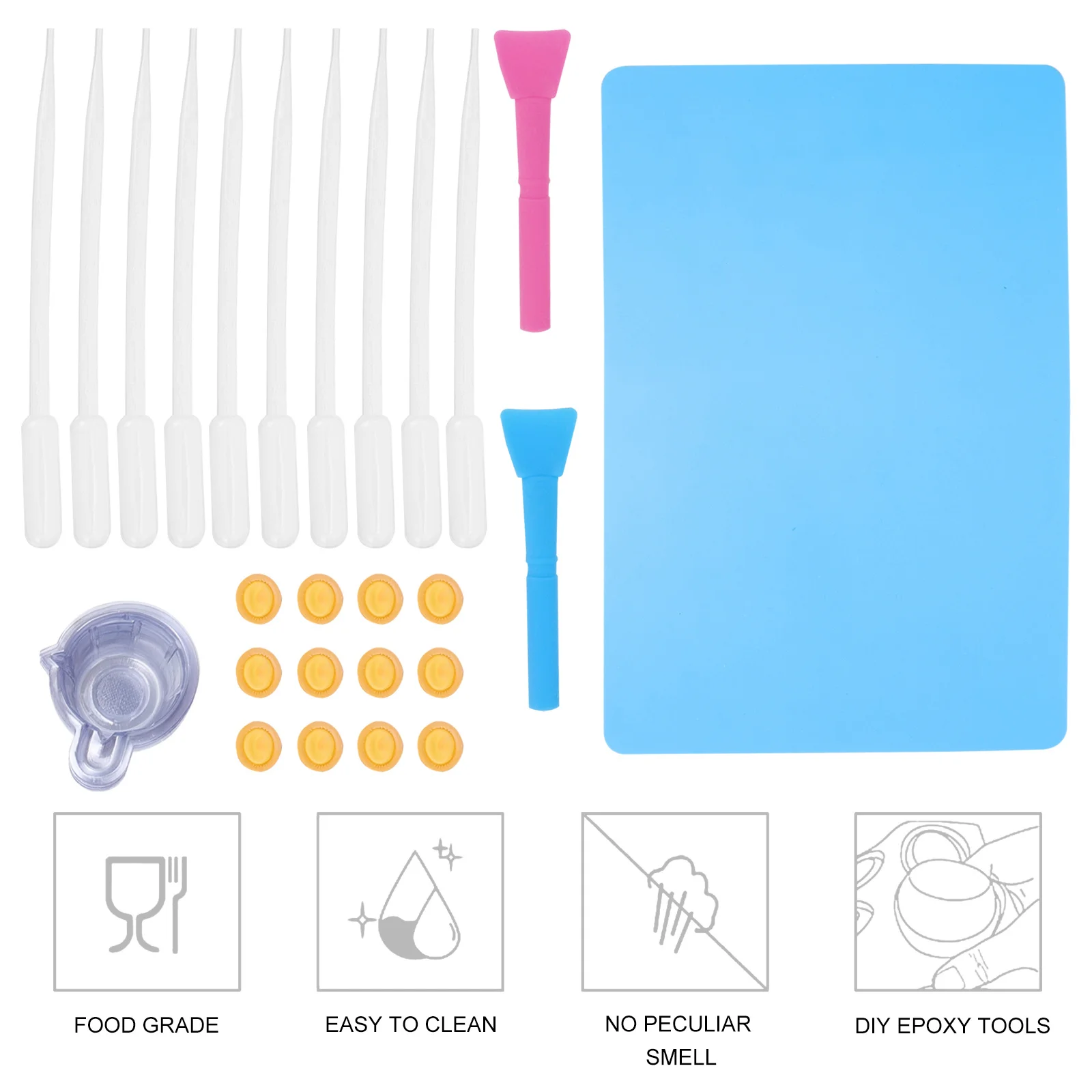 

1 set Epoxy Resin Tools Set Crystal Epoxy Silicone Mat Nonstick For Diy Resin Crafts Mixing Measuring Droppers Scrapers