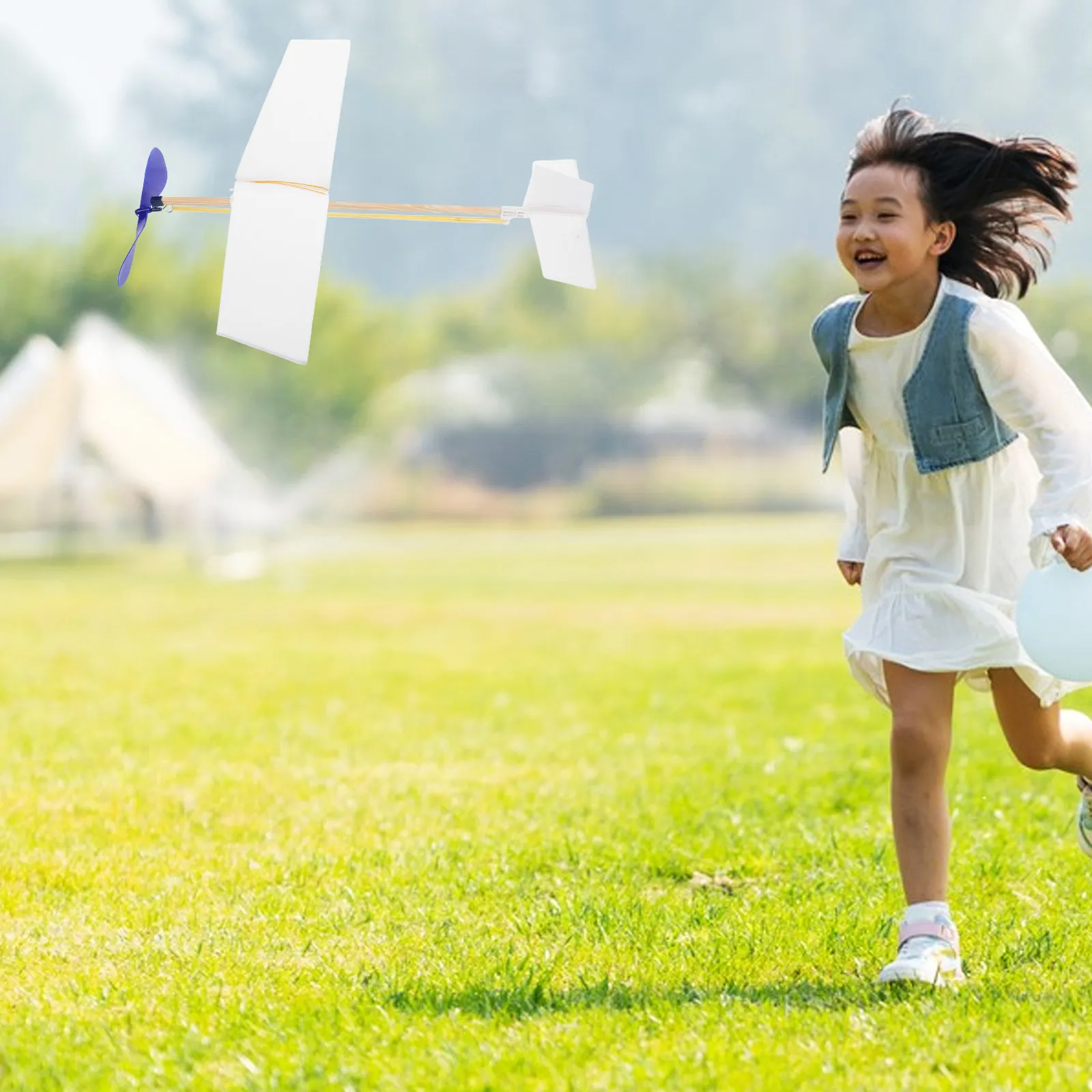 Avião de Espuma DIY com Motor de Elástico, Kit Educacional Pintável para Crianças e Adultos, Voo ao Ar Livre com Lançamento Manual