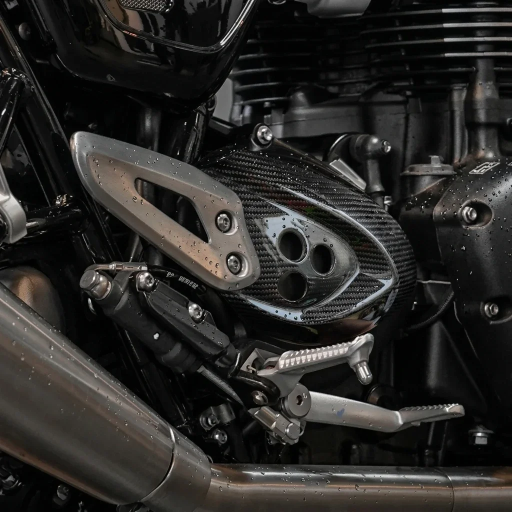 Real Carbon Fiber Motorcycle Alternator Engine Guard Protection Cover For Triumph Speed Twin 1200 2019‑2024 Modification Accesso