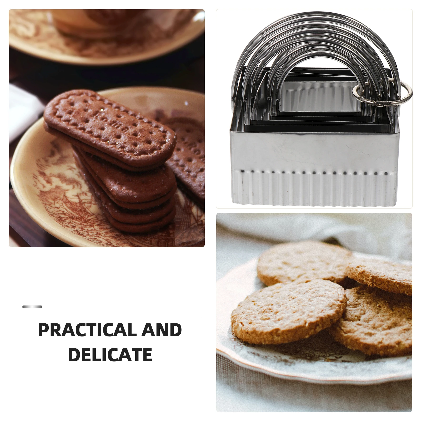 

5 Pcs Stainless Steel Cookie Cutters Biscuit Moulds Home Baking Tools Comfortable Handle Easy Storage Anti Rust Flat