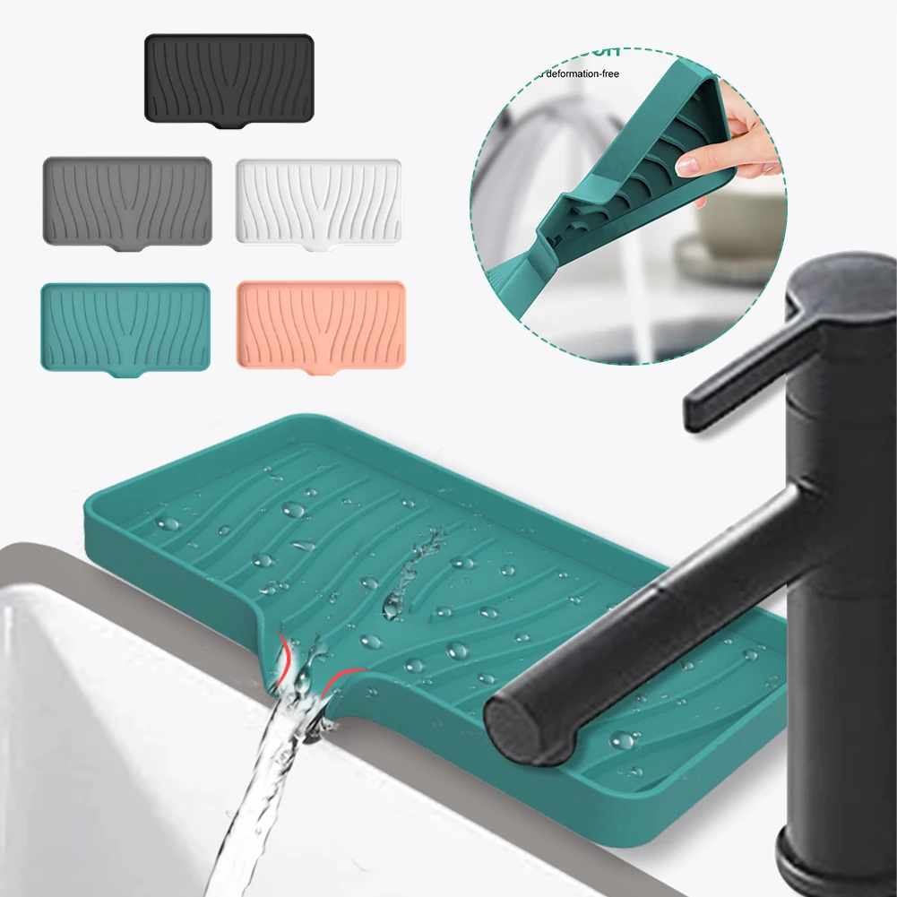 

Bathroom Countertop Silicone Soap Box with Drainage Channel Anti-slip Sink Soap Tray for Dish Soap Dispenser Kitchen Bathroom