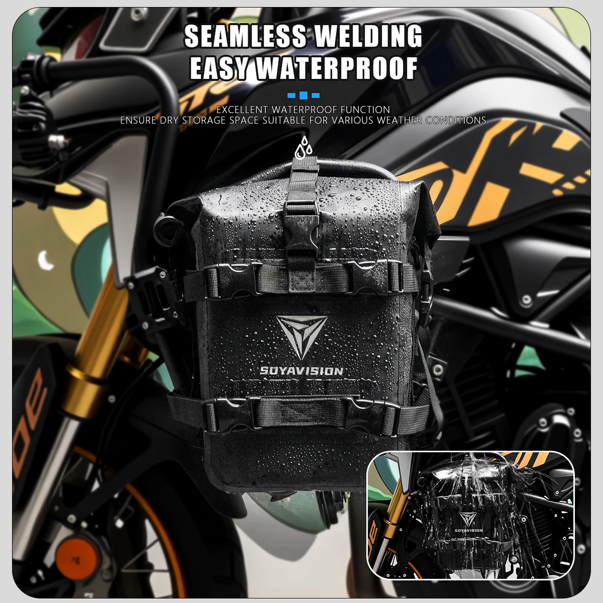1/2 Stück Motorrad-Seitenrahmen-Sturzbügeltasche, Reparaturwerkzeug-Aufbewahrungstasche, Multifunktionale Motorrad-Tanktasche 8L 10L 12L Wasserdichte Taschen – Detail 12