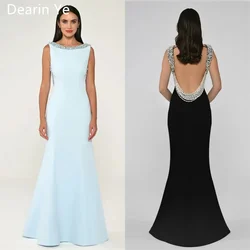 Customized Saudi Arabia Prom Dress Dearin Scoop Neckline A-line Floor Length Skirts Vertically Bespoke Occasion Dresses Formal E