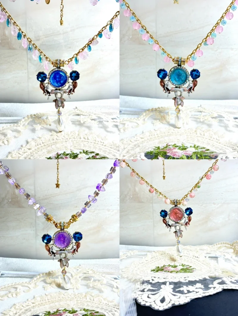 

KF Sweet Fresh and Lovely New Sleeping Angel Inlaid with Sparkling Rhinestone Pearl Pendant Magnetic Necklace Set Deals