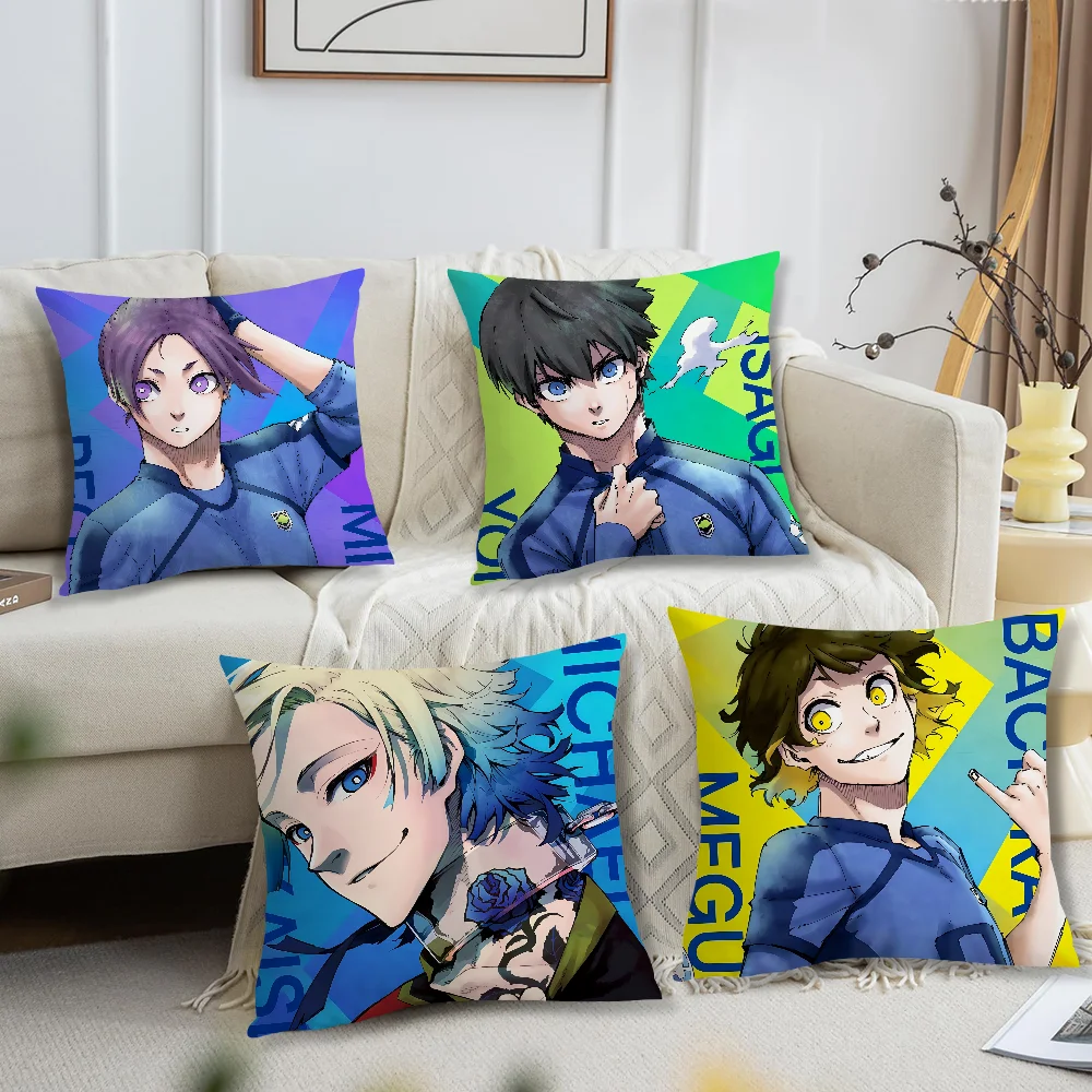 Anime Comic Art Cool B-Blue L-Lock Cushion Cover Comfortable Soft Pillow Case for Sofa Living Room Home Decor Protective Covers
