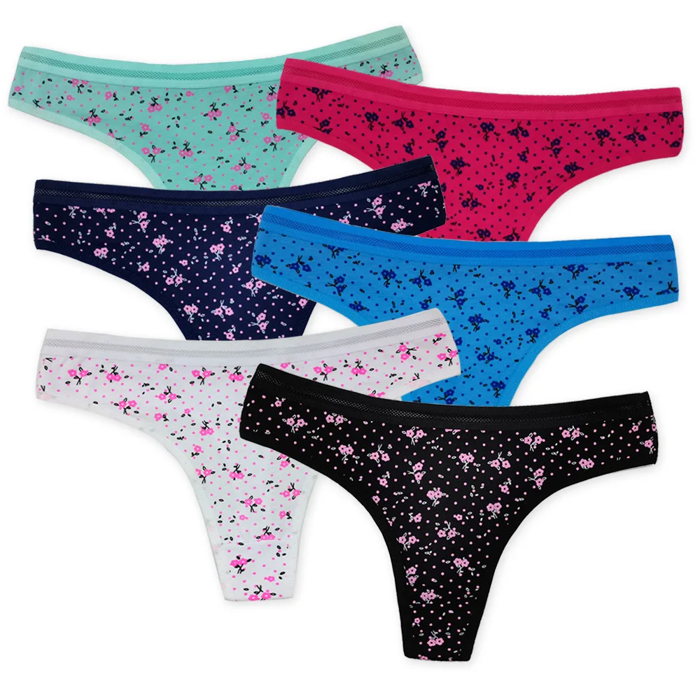 Alyowangyina 12 Pcs/lot Wholesale Women Intimates Panties Sexy Women's Printed Thong Soft Cotton Underwear Briefs #87438