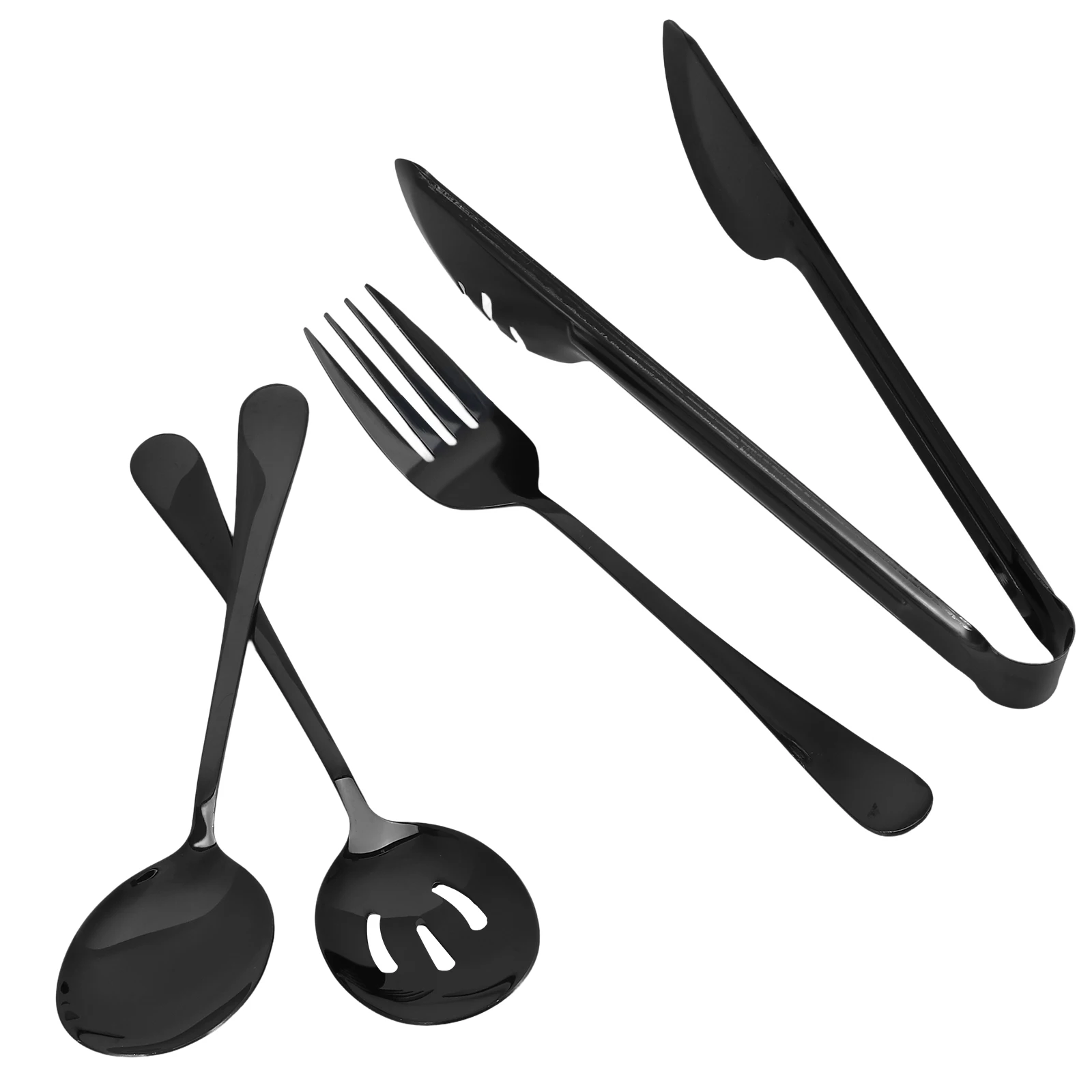 재사용 가능한 스테인리스 스틸 서빙 스푼과 포크 세트 이미지