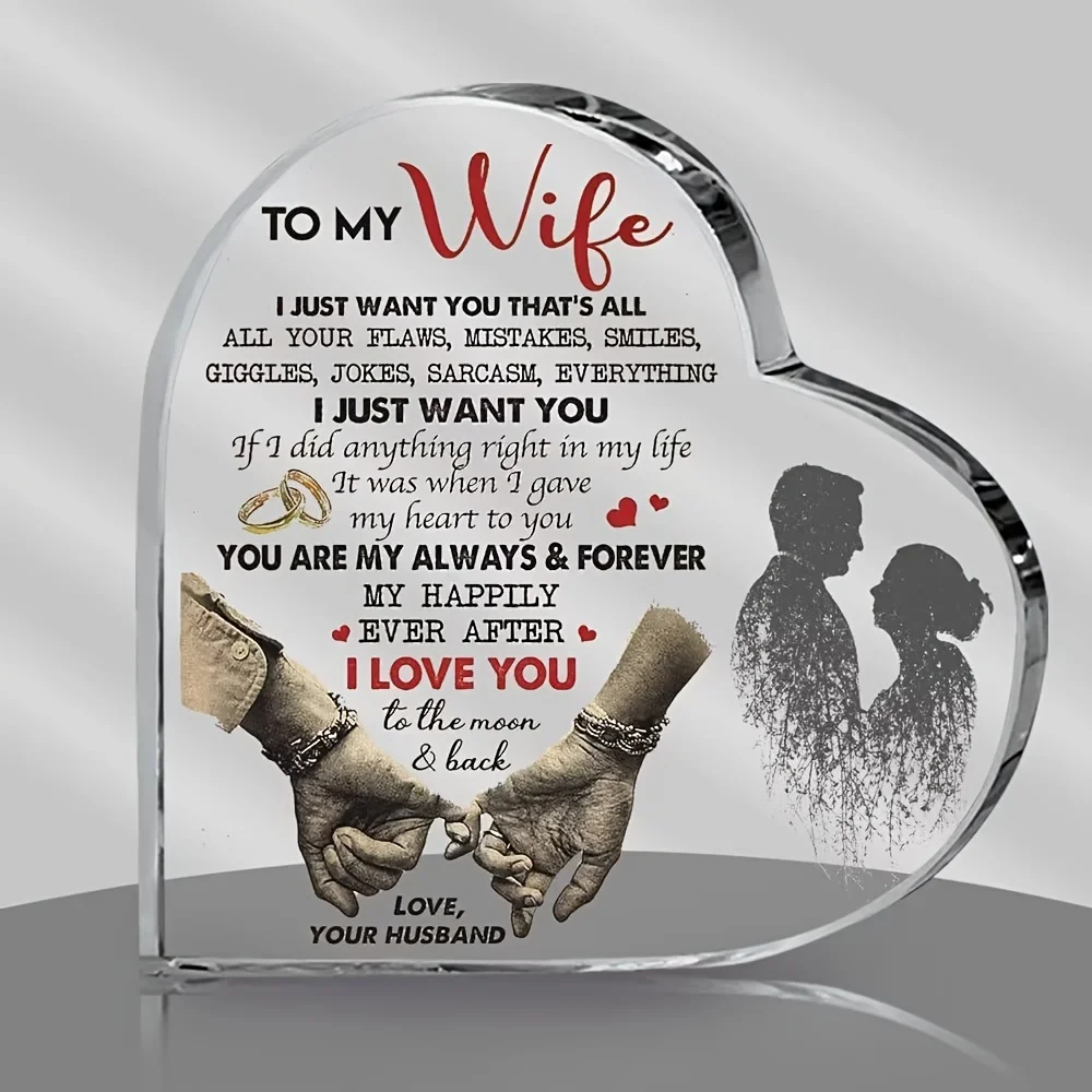 2D， Romantic heart-shaped acrylic tabletop decoration - couple shadow, suitable for living rooms, bedrooms, offices, gifts