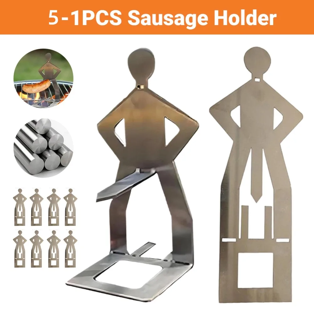 BBQ Stainless Steel Funny Sausage Roaster Novelty Party Camping Gifts Reusable Hot Dog Grill for Barbecue Camping Spring Trip