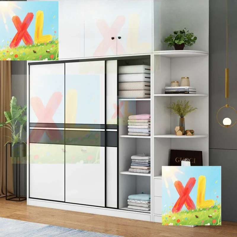

Wardrobe Home Bedroom Wooden sliding door Storage wardrobe Modern style Easy assembly Rental room Children's wardrobe
