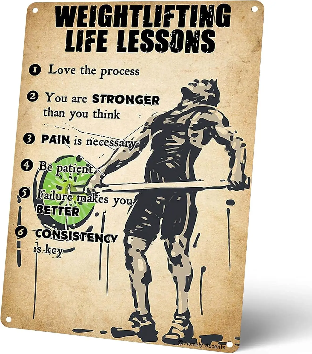 Inspirational Weightlifting Life Lesson Metal Tin Signs, Farmhouse Gift for Fitness Enthusiasts, Vintage Home Gym Club Wall sign
