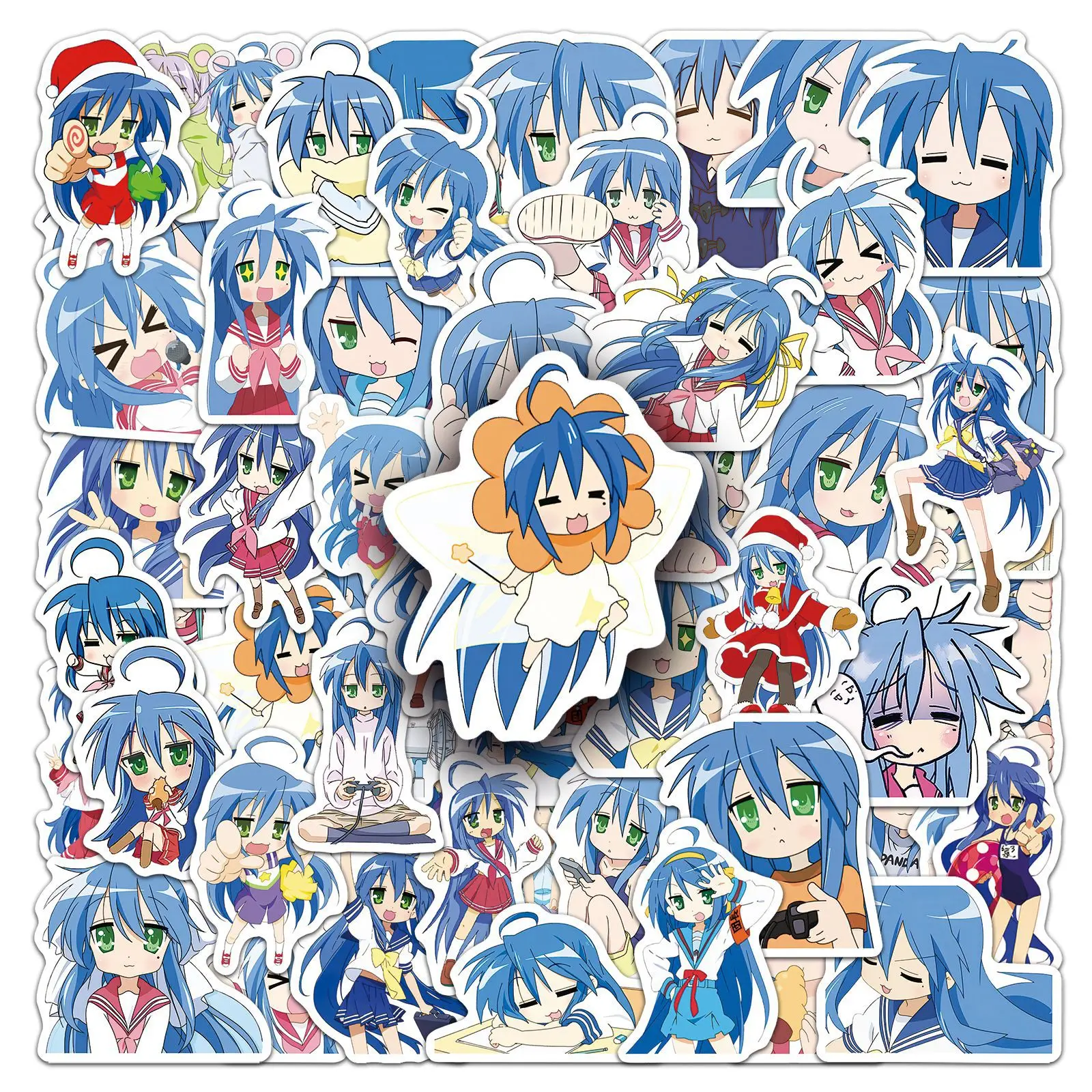 10/30/50PCS Izumi Konata สติกเกอร์ภาพเคลื่อนไหว Decals การ์ตูน DIY ของเล่นเด็กตู้เย็นกระเป๋าเดินทางแล็ปท็อปโทรศัพท์กีตาร์ Skatebaord สติกเกอร์