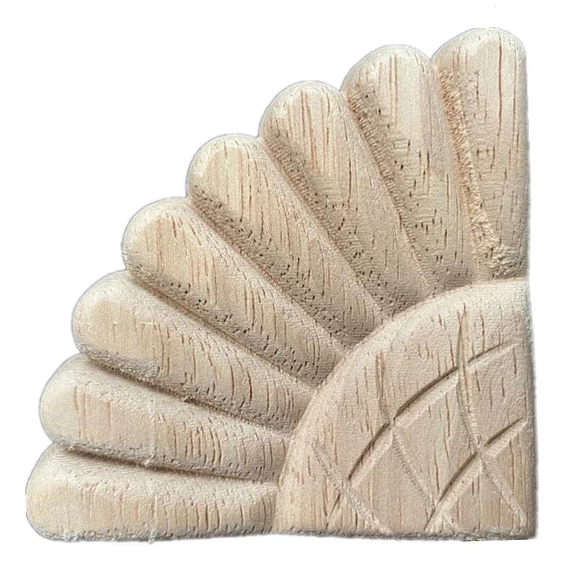 8PCS 7cm Wood Carved Furniture Corner Carving Decal Onlay Applique Unpainted Retro Wood Mouldings European Carved Wood Decal