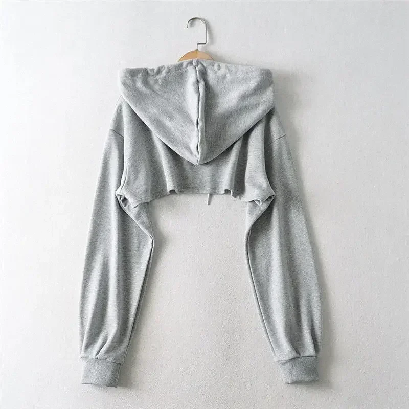 Hoodie Female Hoodie Personality Irregular Crop Ultra Short Style Long Sleeve Top Female Drop Shipping Sweatshirt Y2k Clothes