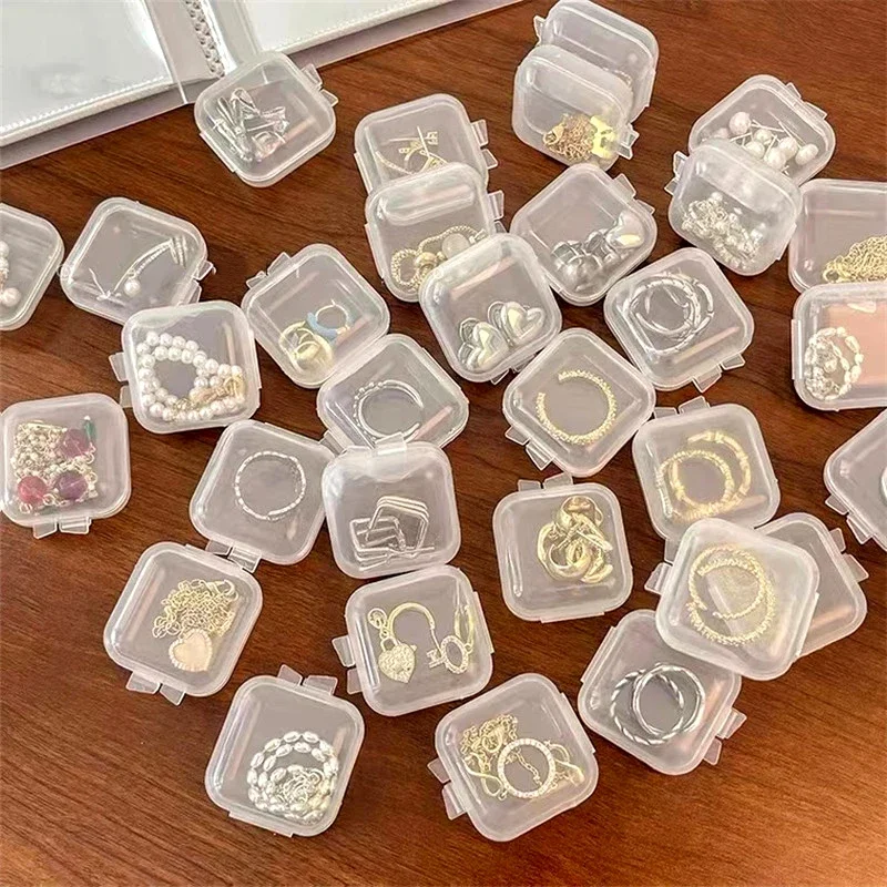 Small Boxes Square Transparent Plastic Box Jewelry Storage Case Finishing Container Packaging Box for Earrings Charms Wholesale