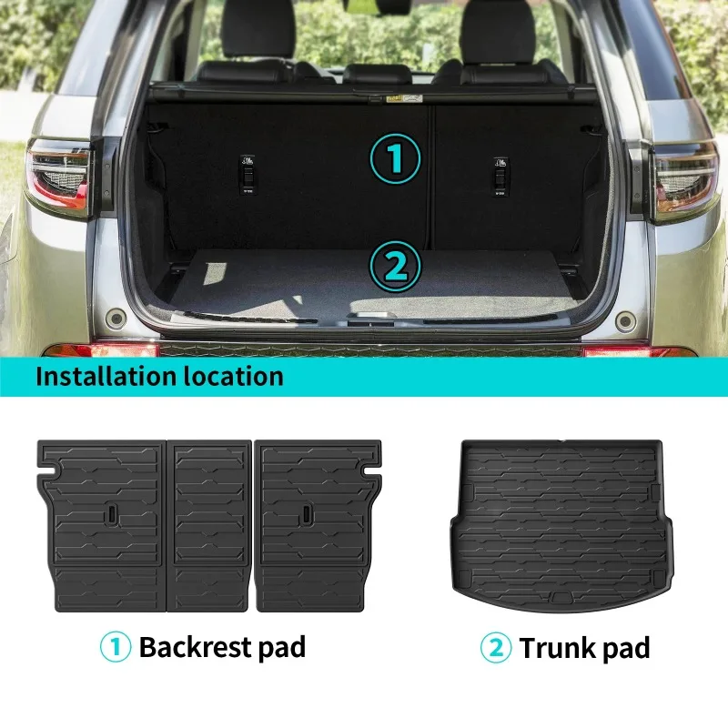 For Land Rover Discovery Sport 2024 TPE 3D Floor Mats Full Set Waterproof Floor Liners with Trunk Mat & Backrest Protector view 4